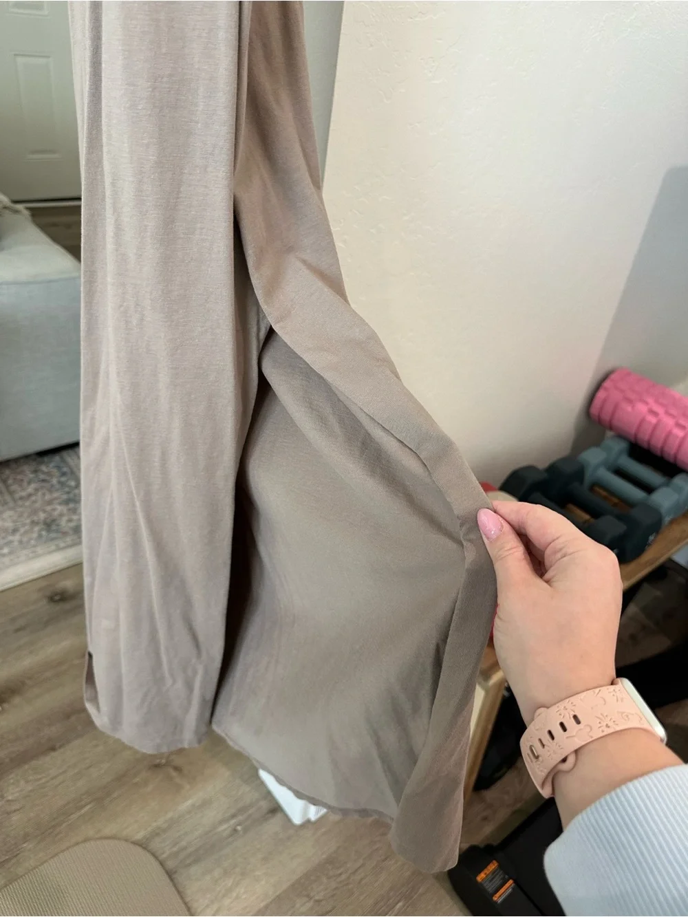 Abercrombie & Fitch Taupe Short-Sleeve Maxi Dress